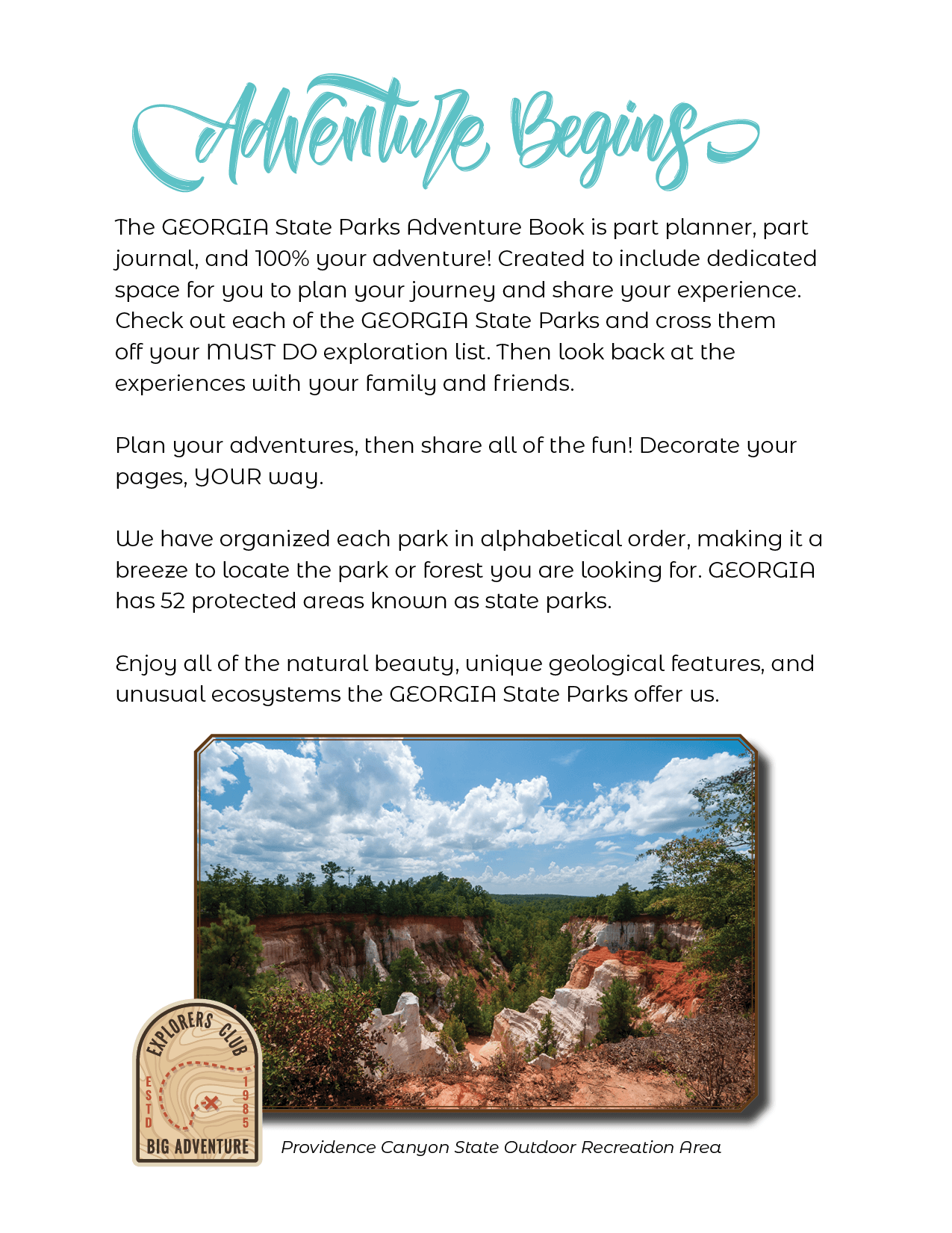 Georgia State Parks - Adventure Planning Journal