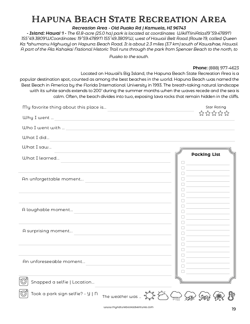 Hawaii State Parks - Adventure Planning Journal
