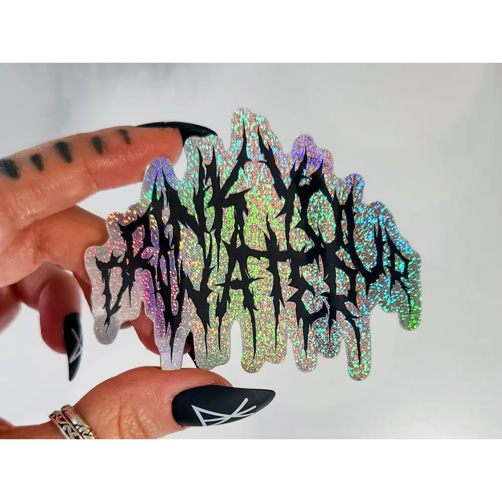 Heavy Metal Band Font Drink Your Water Holographic Sticker 3 x 2.4 Stickers