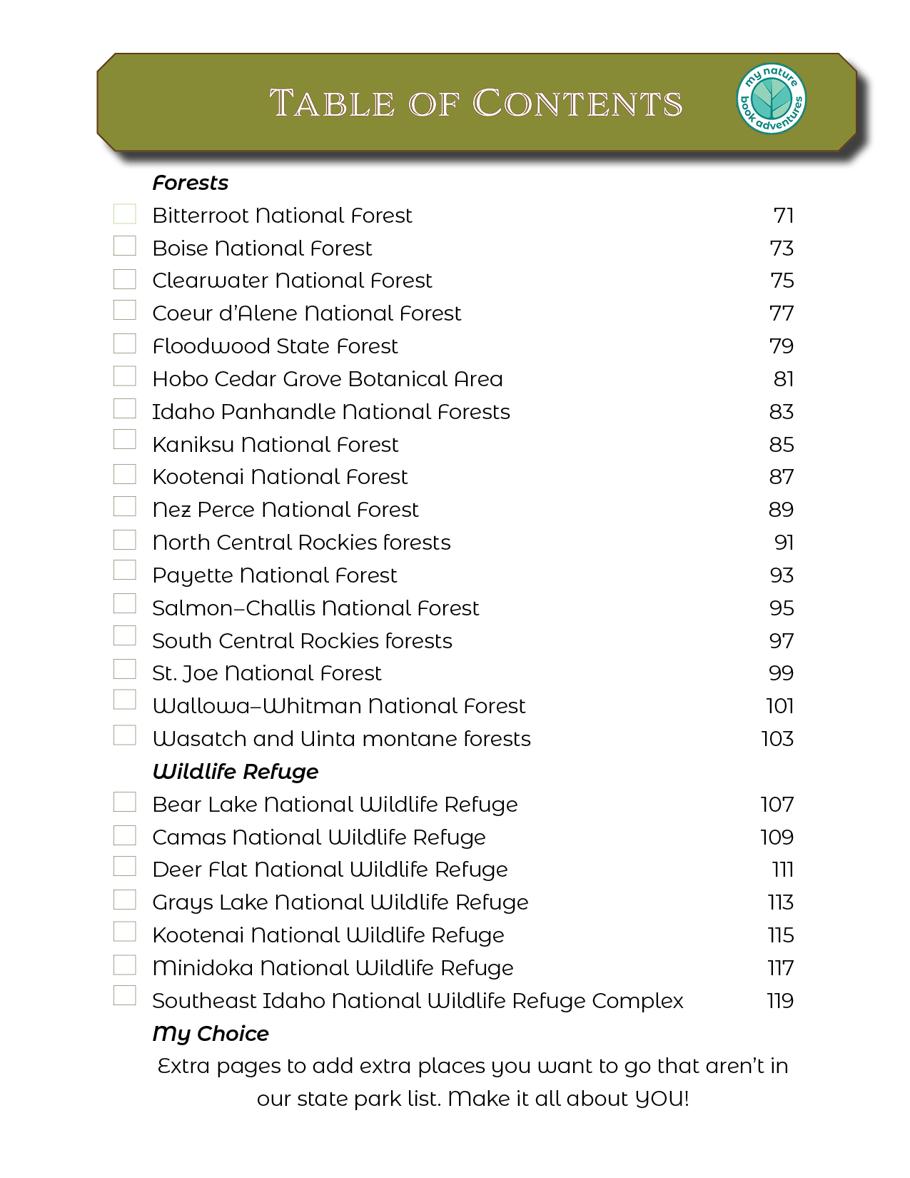 Idaho State Parks - Adventure Planning Journal