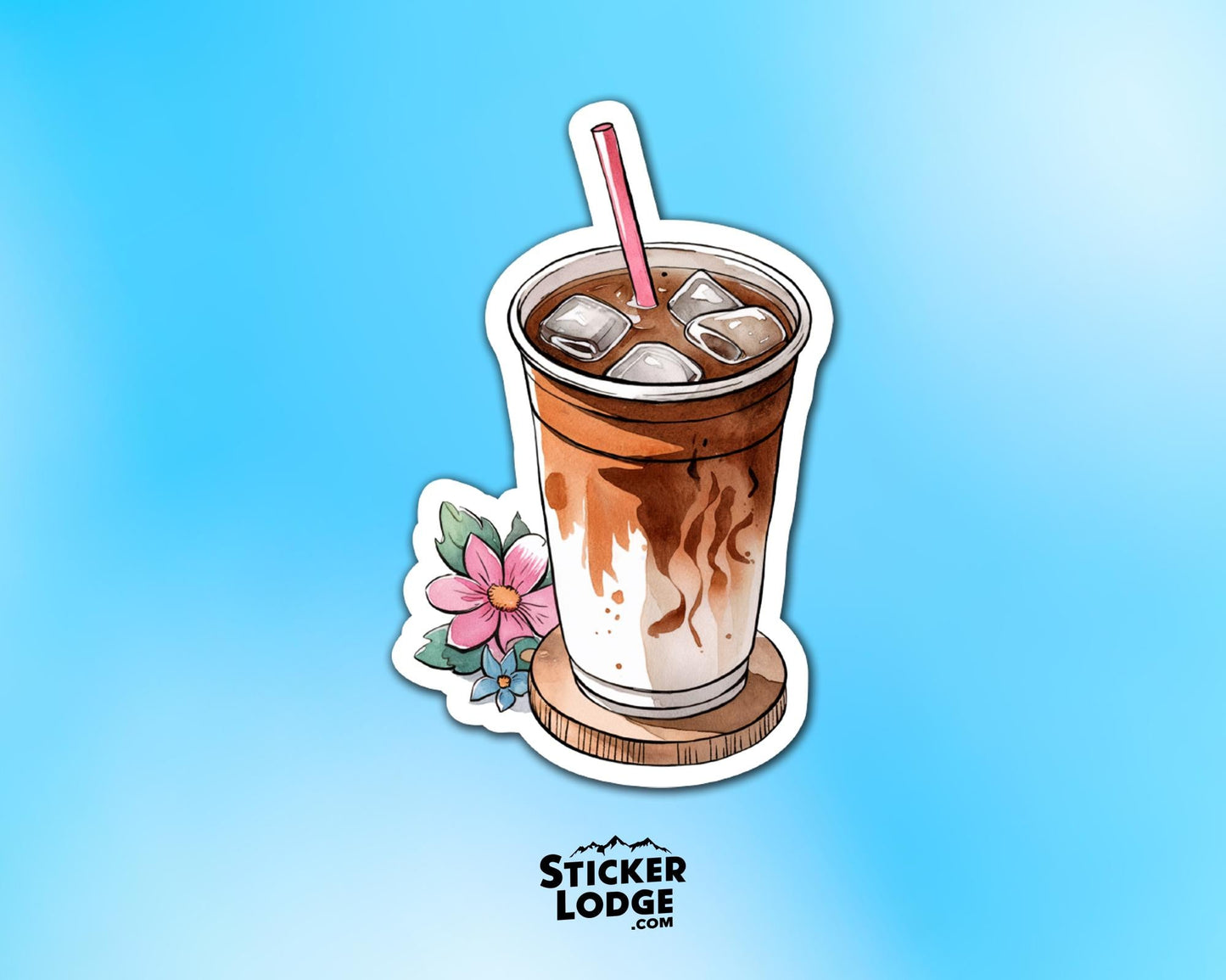 Watercolor Iced Coffee Vinyl Sticker