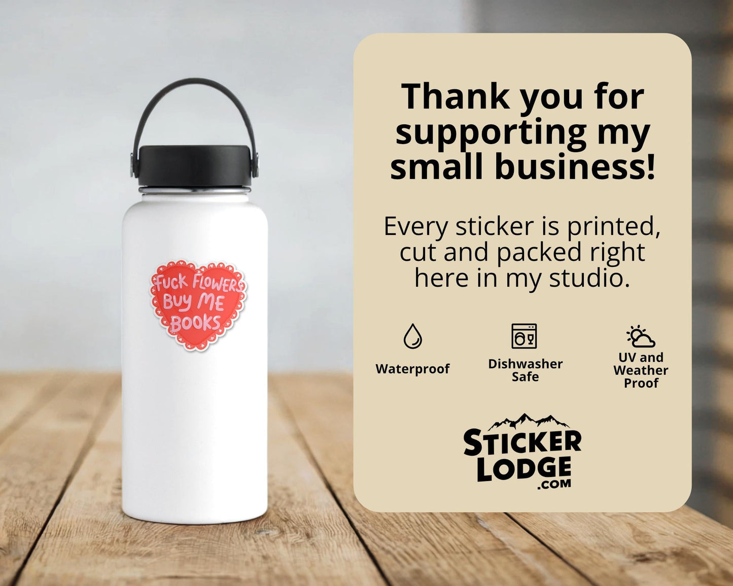 Fuck Flowers Buy Me Books Vinyl Sticker