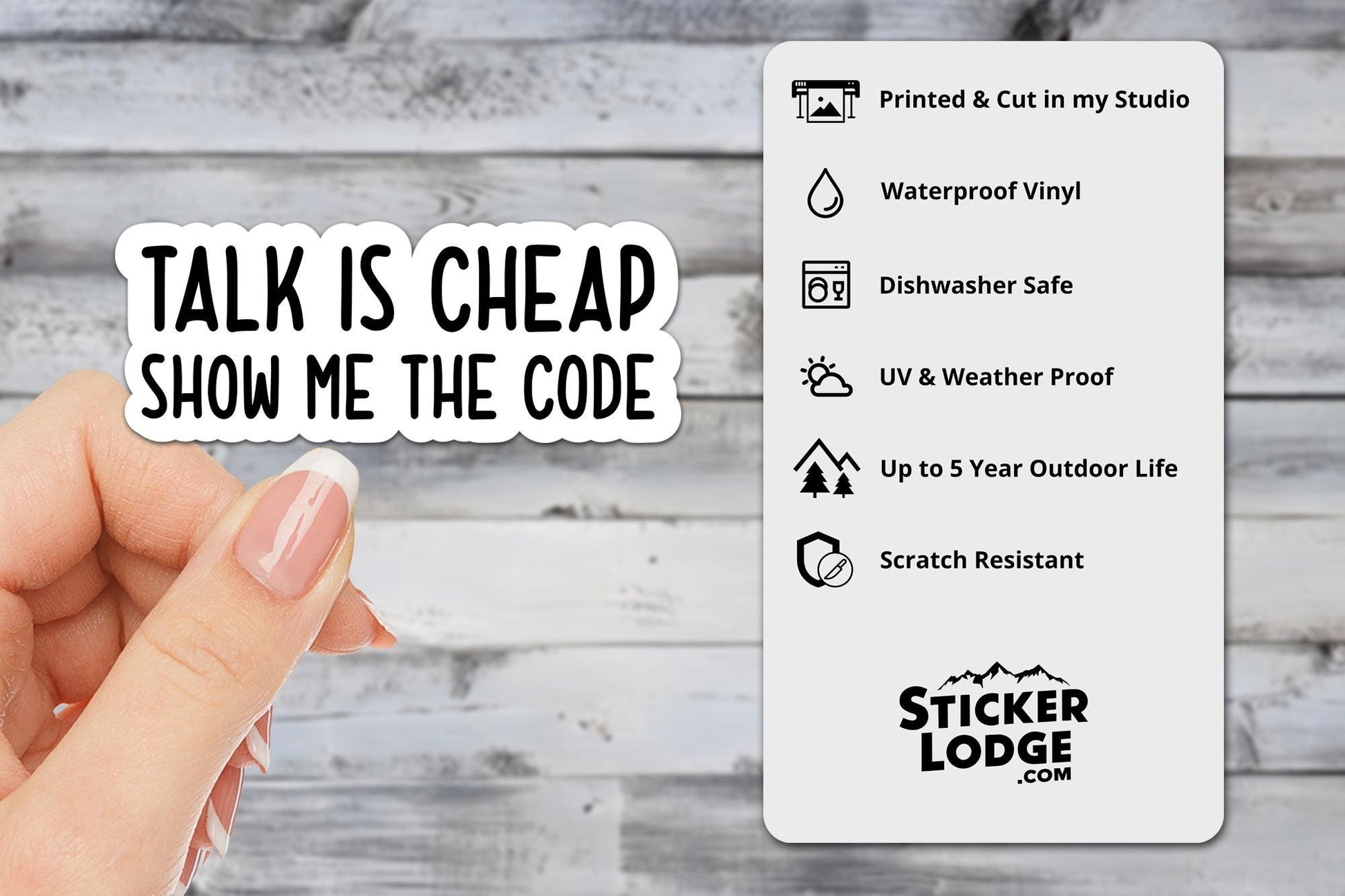 Code Is Cheap Talk is Cheap, Show Me The Code Vinyl Sticker – Creative By Sanchez