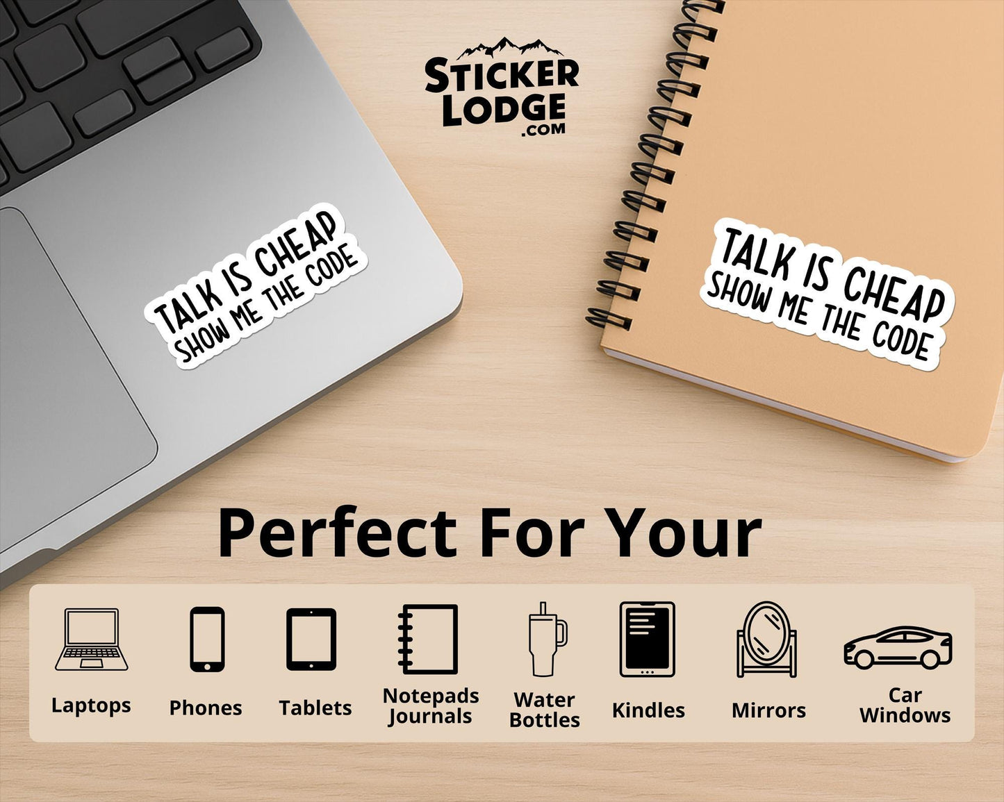 Talk is Cheap Show Me The Code Vinyl Sticker