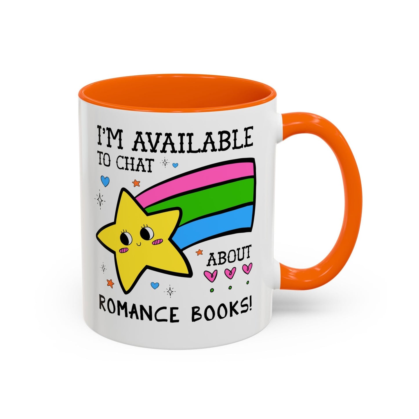 I'm Available to Chat About Romance Books Coffee Mug