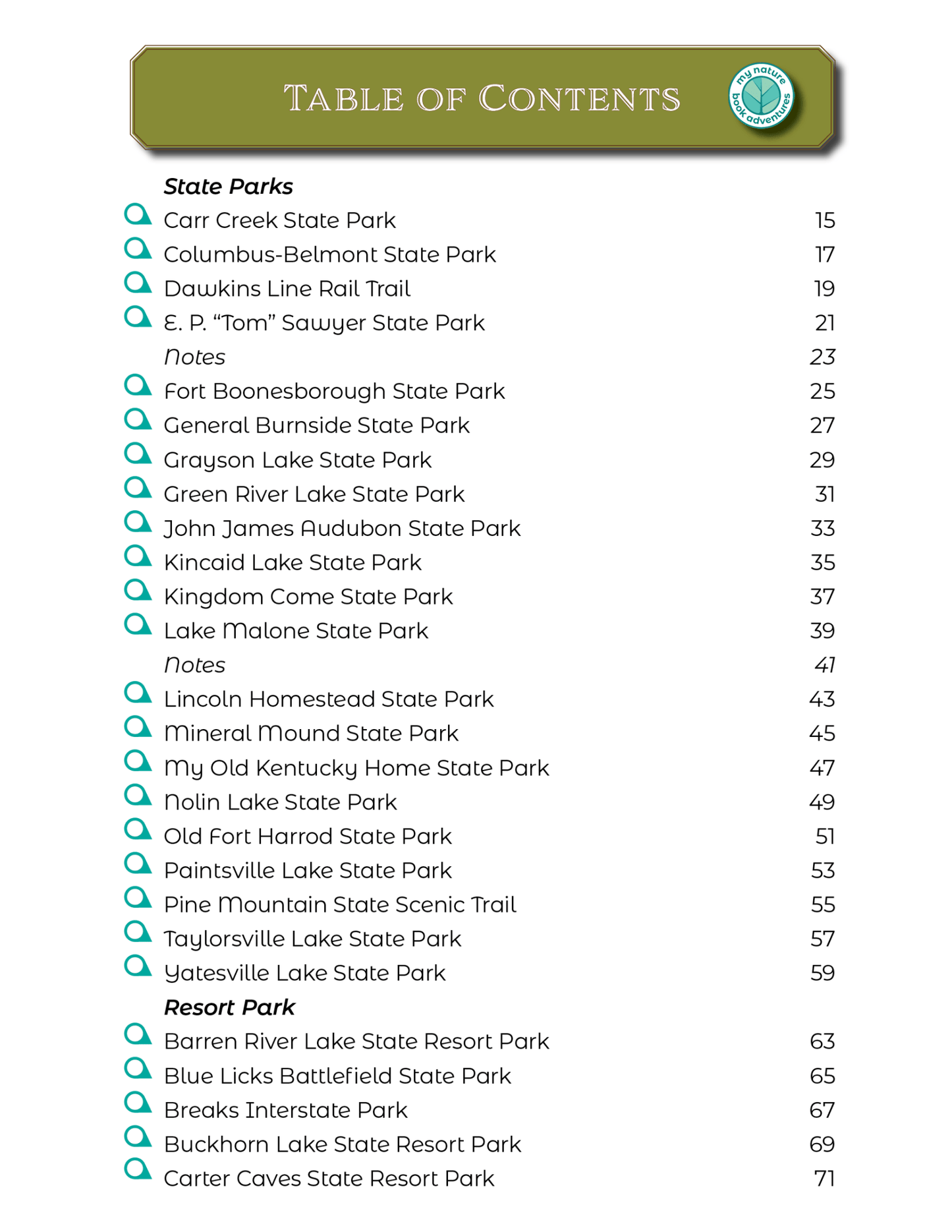 Kentucky State Parks - Adventure Planning Journal