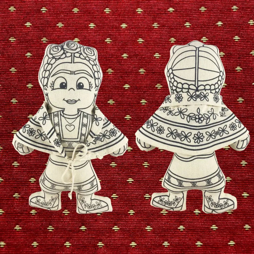 Kiboo Kids Artists Series: Frida with Shawl Coloring Set Washable and Reusable for Creative Play Color and Play Doll