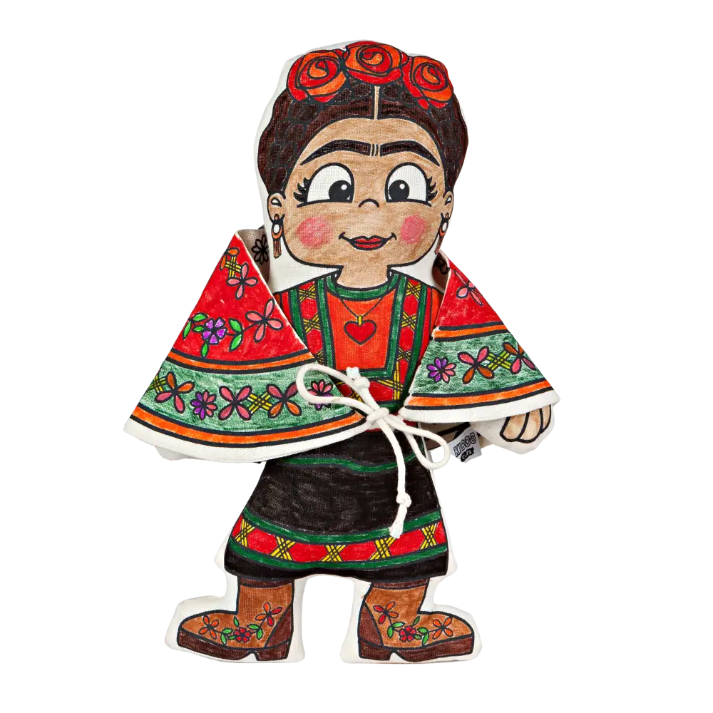 Kiboo Kids Artists Series: Frida with Shawl Coloring Set Washable and Reusable for Creative Play Color and Play Doll