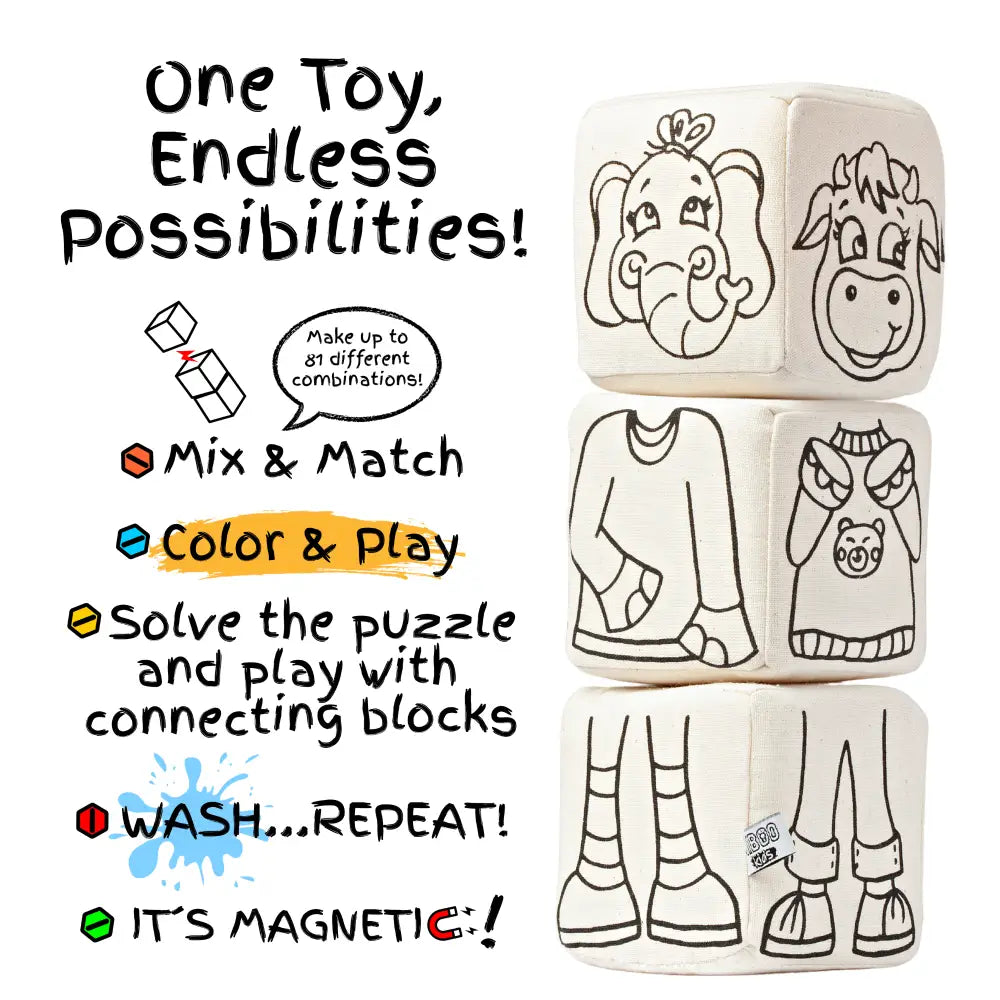 Kiboo Kids Blocks with Magnets Animal Set Magnetic Blocks