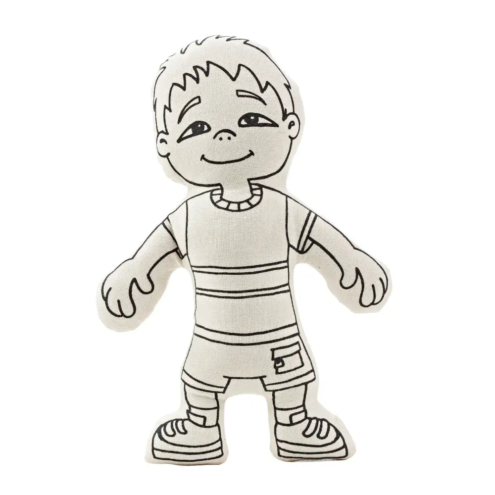 Kiboo Kids: Boy with Pocket Shorts Colorable and Washable Doll for Creative Play Color and Play Doll