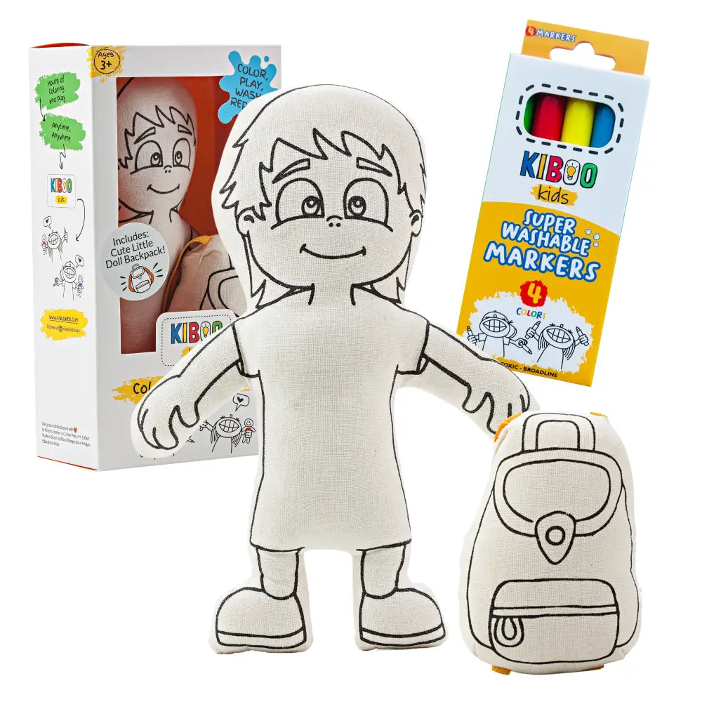 Kiboo Kids Doll for coloring Gender Neutral Kid with Bangs Color and Play Doll