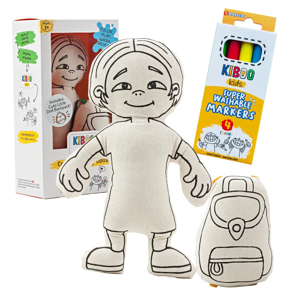 Kiboo Kids: Doll for coloring Gender Neutral Kid with Parted Hair Color and Play Doll