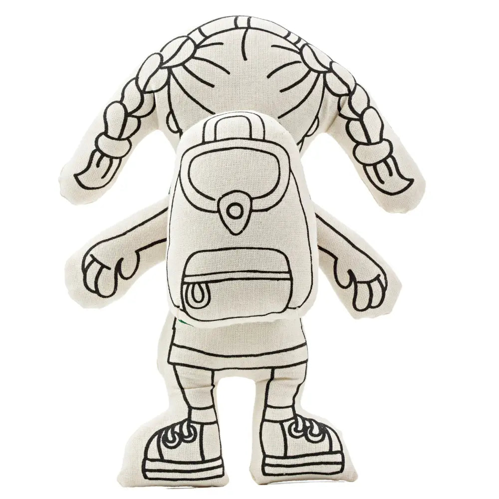 Kiboo Kids: Girl with Braids Colorable and Washable Doll for Creative Play Color and Play Doll