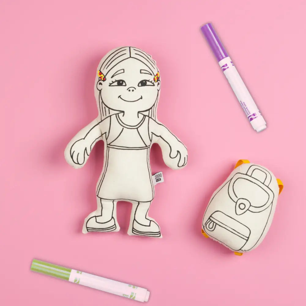 Kiboo Kids: Girl with Long Hair Colorable and Washable Doll for Creative Play Color and Play Doll