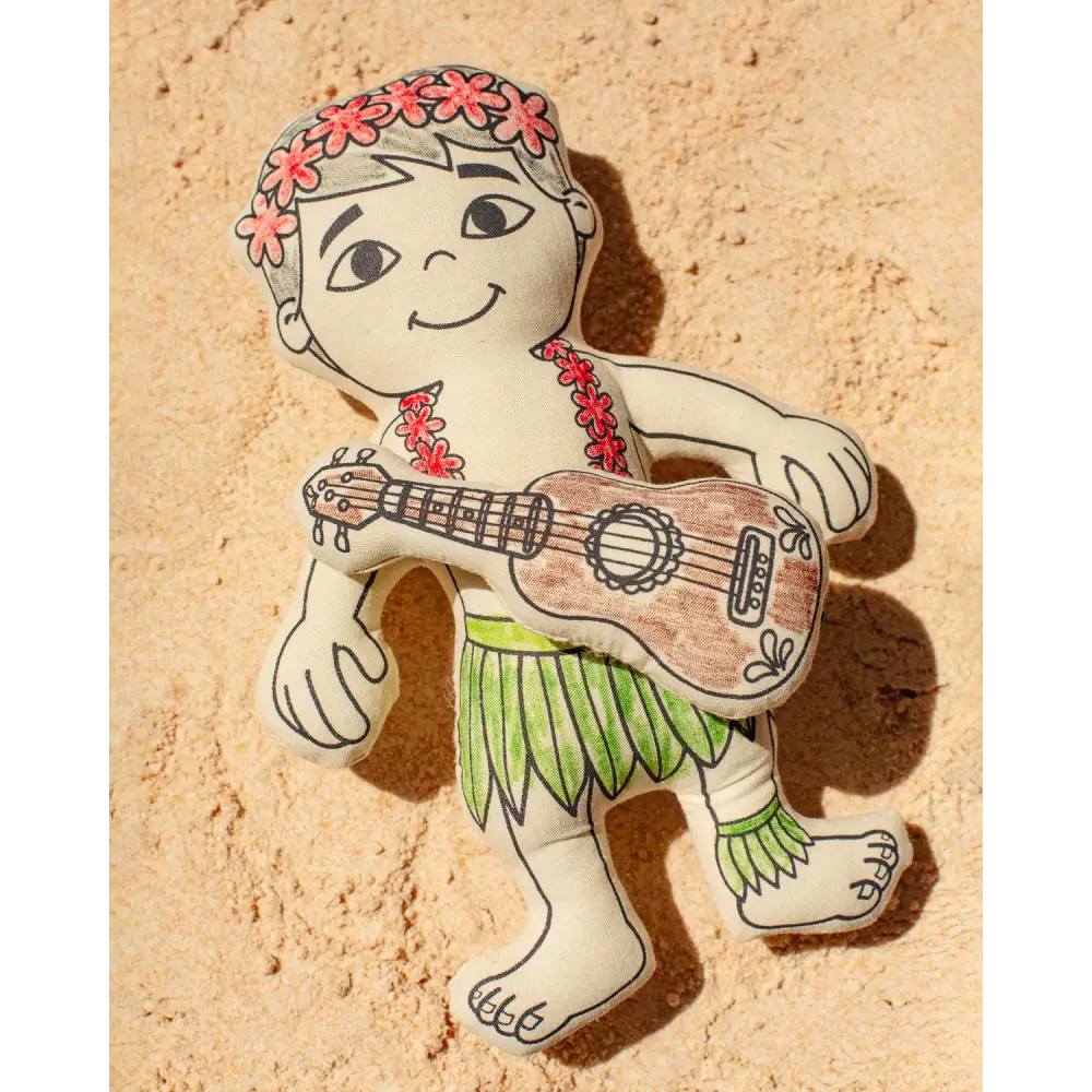 Kiboo Kids: Hula Boy with Mini Ukulele Colorable and Washable Doll for Creative Play Color and Play Doll
