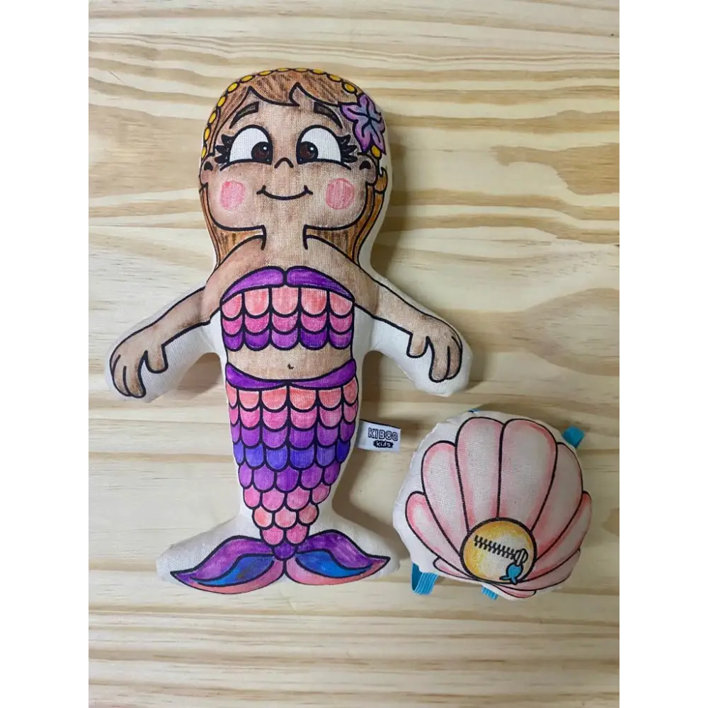 Kiboo Kids: Mermaid with Mini Shell Backpack Colorable and Washable Doll for Creative Play Color and Play Doll
