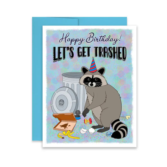 “Let’s Get Trashed” Raccoon Birthday Card Cards
