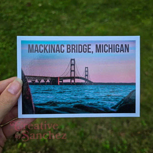 Mackinac Bridge Michigan Postcard – Scenic View Over Water – Licensed Photography with Original Design - Postcard