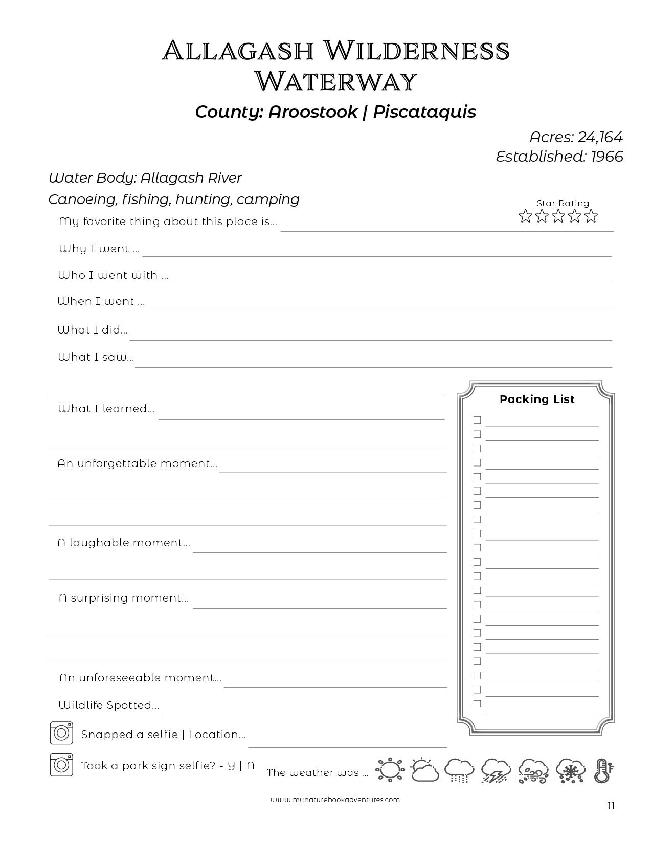 Maine State Parks - Adventure Planning Journal