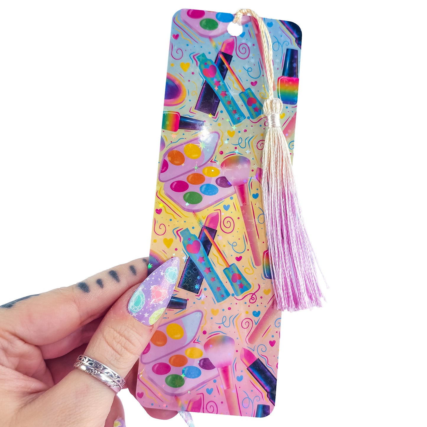 Makeup Holographic Bookmark – Cute Colorful Beauty Bookmark, Book Lover Gift