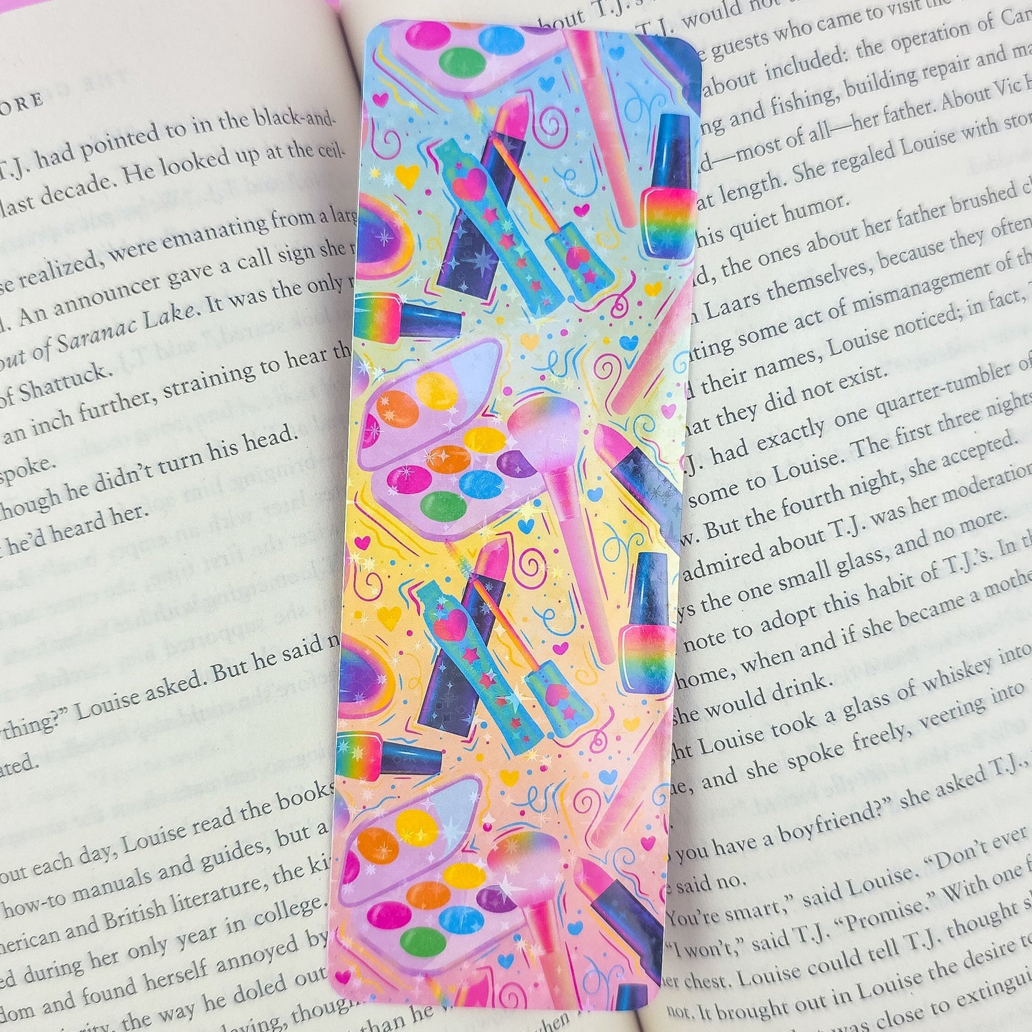 Makeup Holographic Bookmark – Cute Colorful Beauty Bookmark, Book Lover Gift
