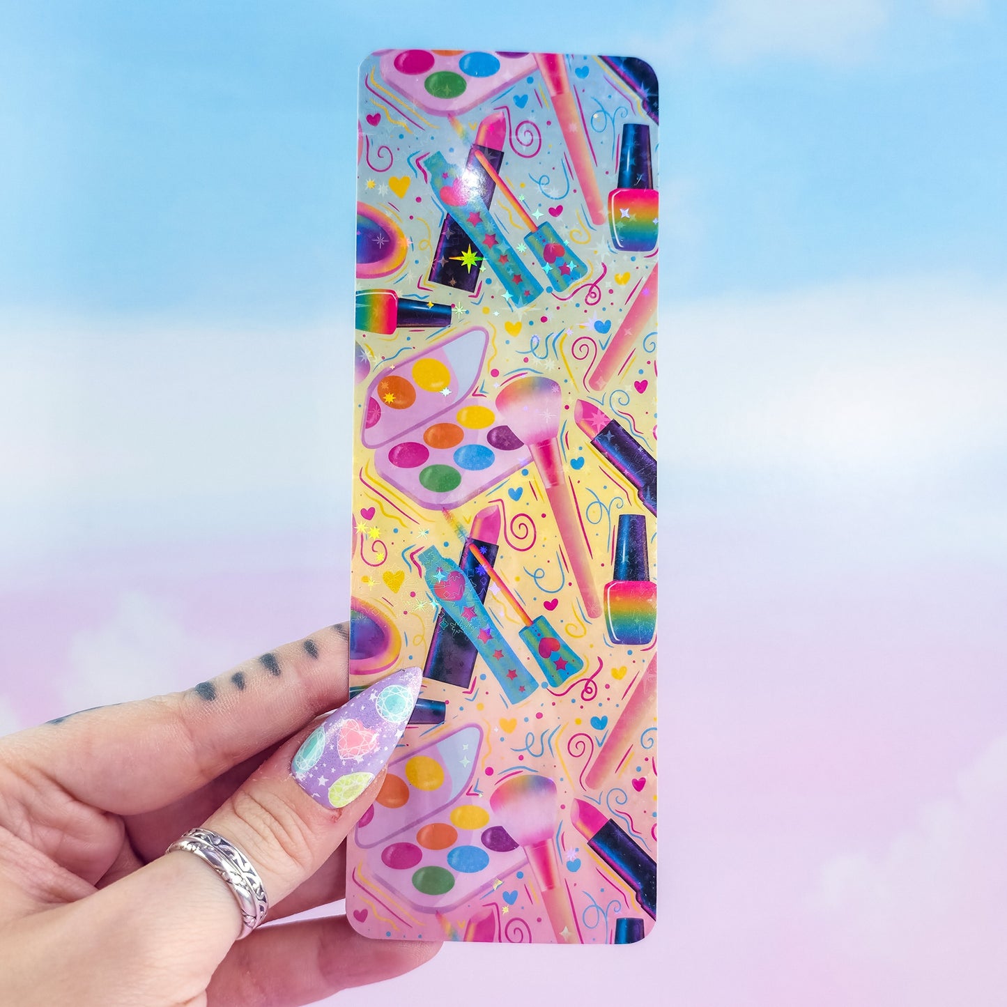 Makeup Holographic Bookmark – Cute Colorful Beauty Bookmark, Book Lover Gift