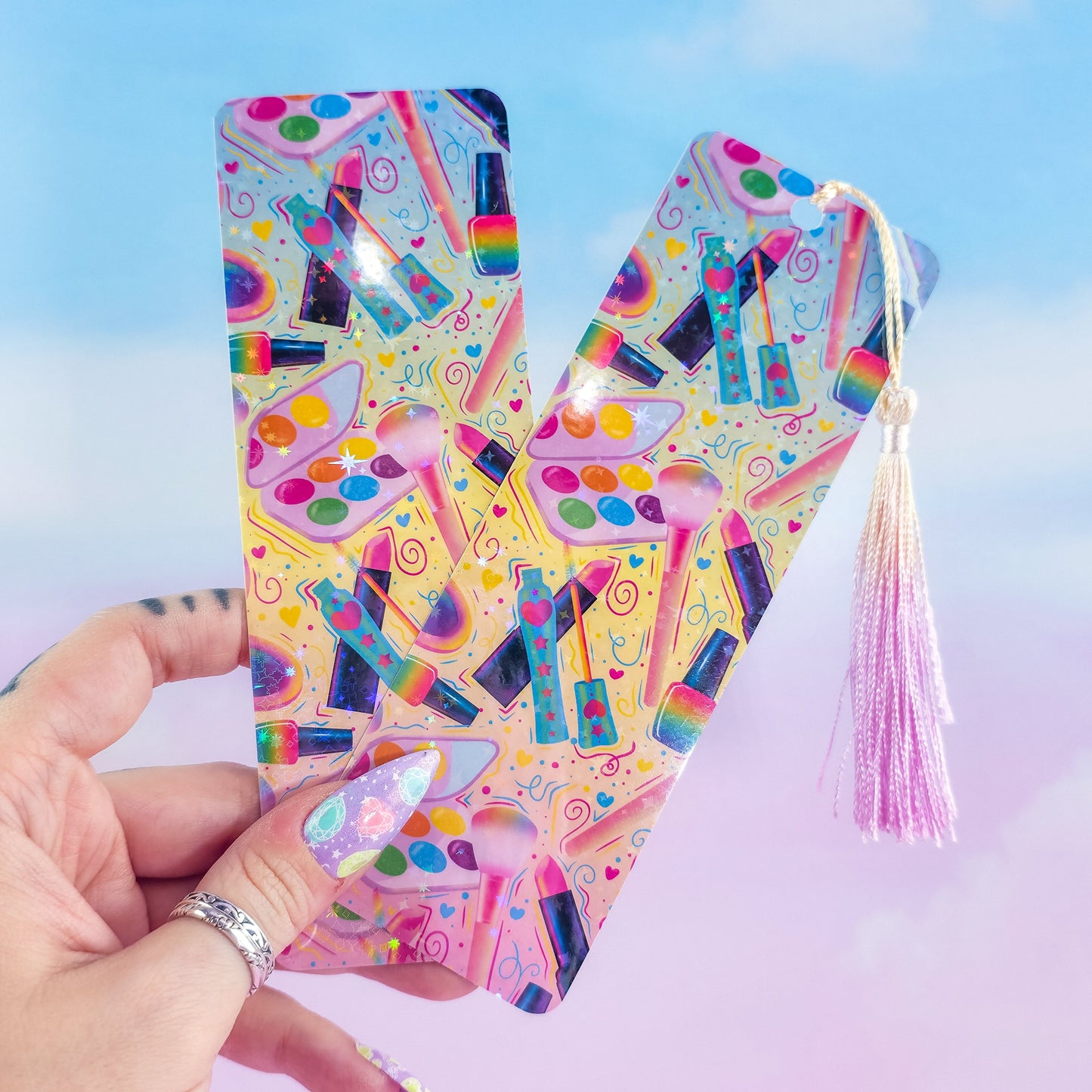Makeup Holographic Bookmark – Cute Colorful Beauty Bookmark, Book Lover Gift