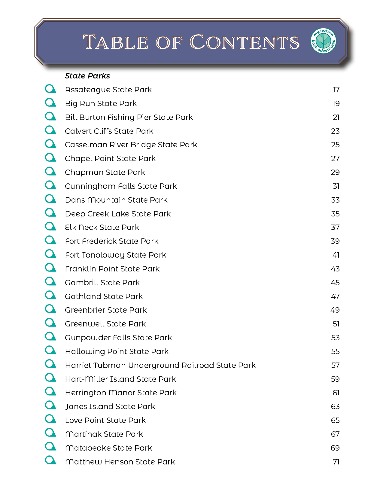 Maryland State Parks - Adventure Planning Journal
