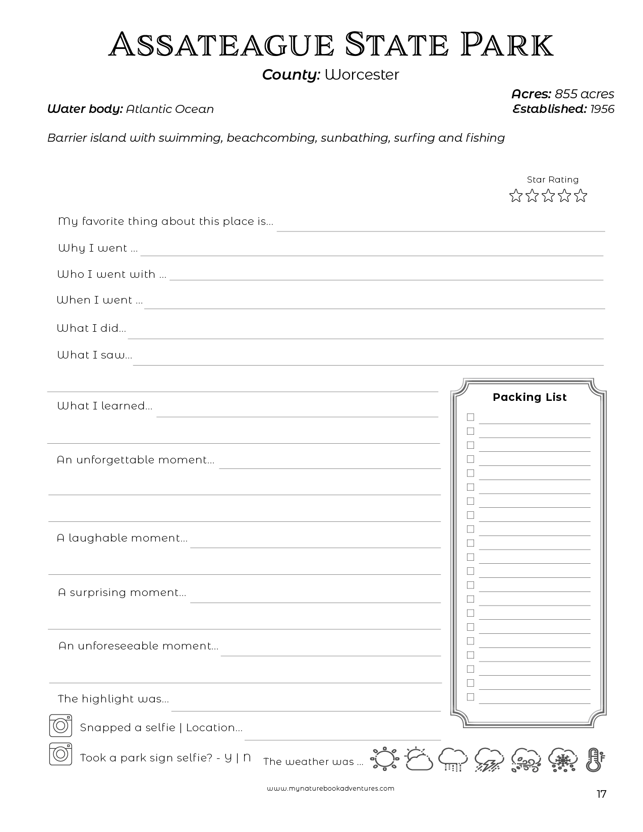 Maryland State Parks - Adventure Planning Journal