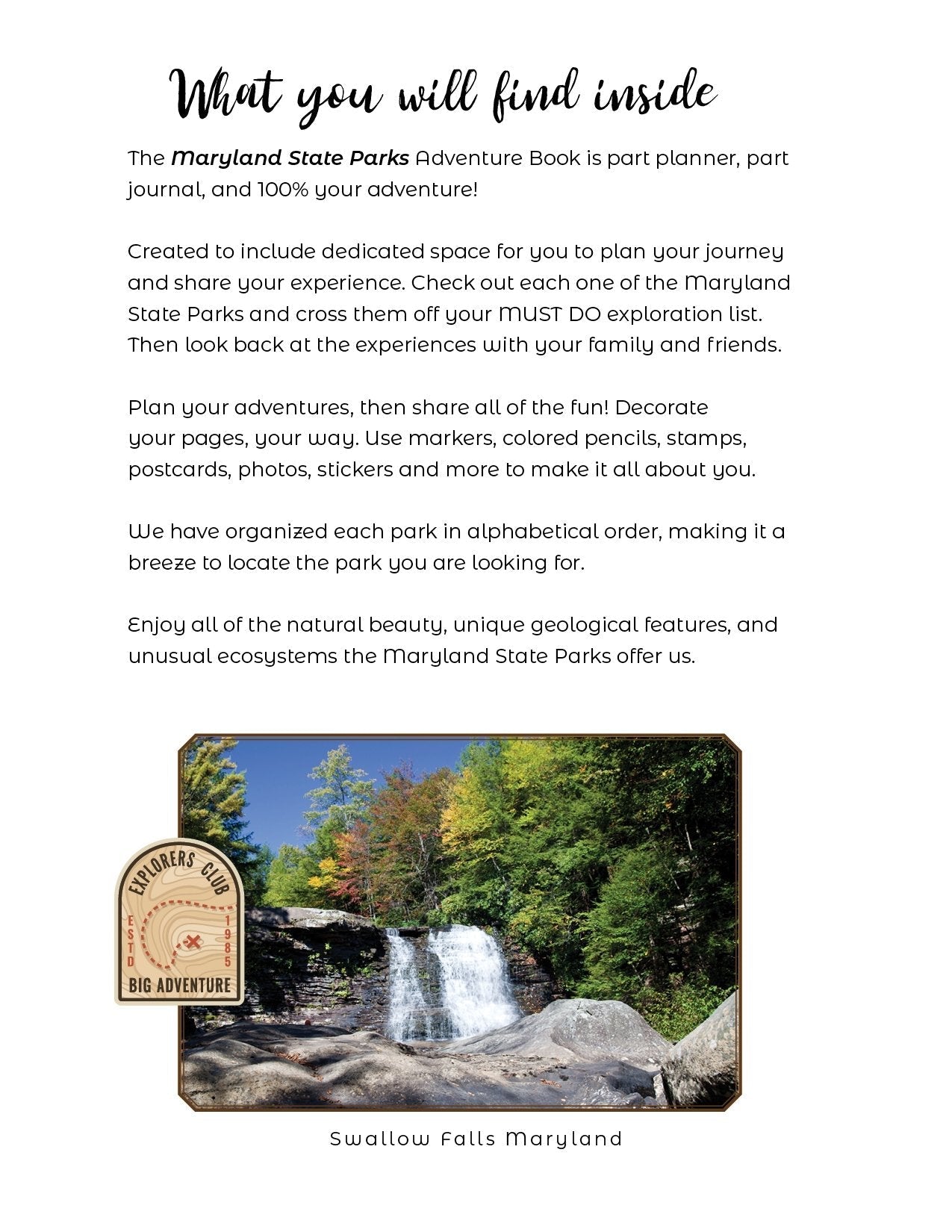 Maryland State Parks - Adventure Planning Journal