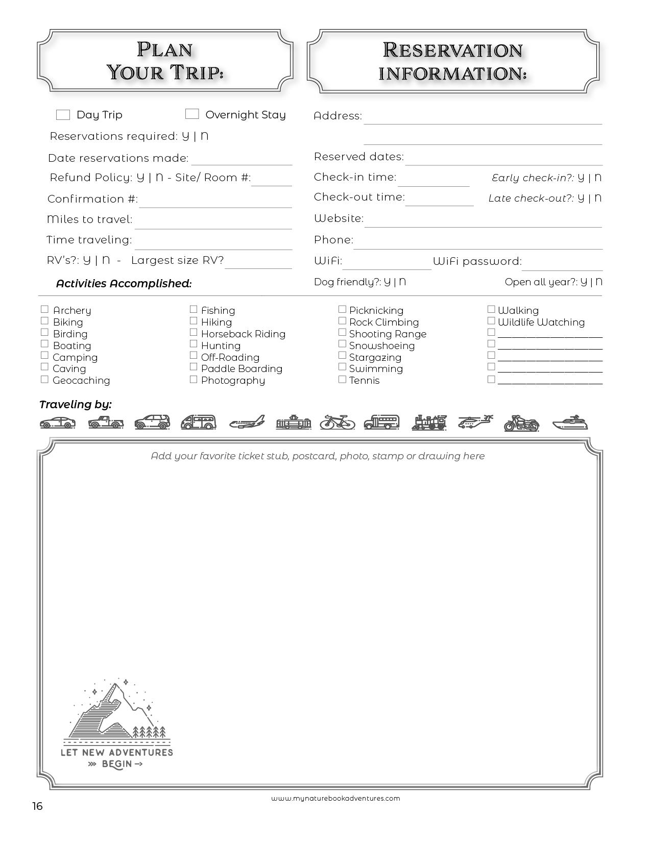 Maryland State Parks - Adventure Planning Journal