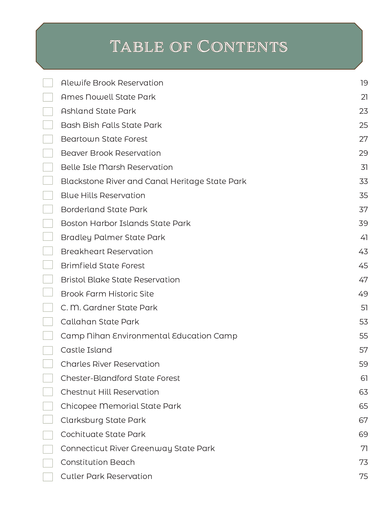 Massachusetts State Parks - Adventure Planning Journal