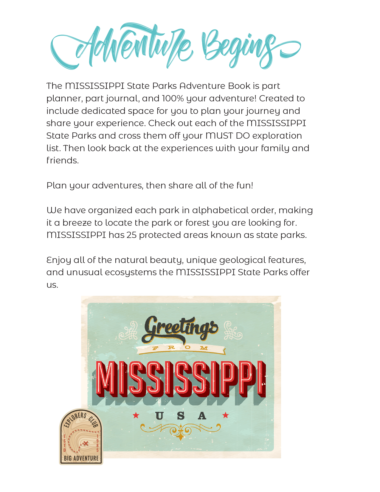 Mississippi State Parks - Adventure Planning Journal