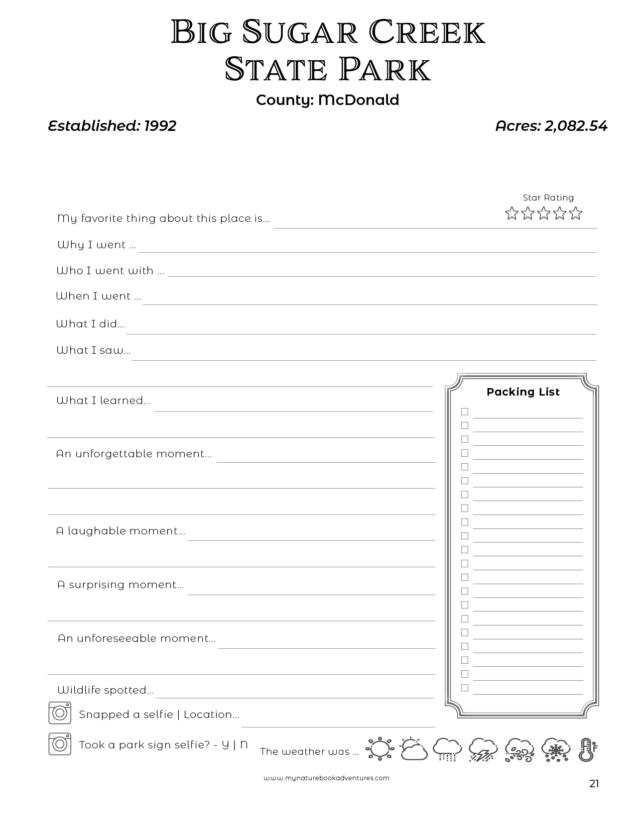 Missouri State Parks & Historic Sites - Adventure Planning Journal