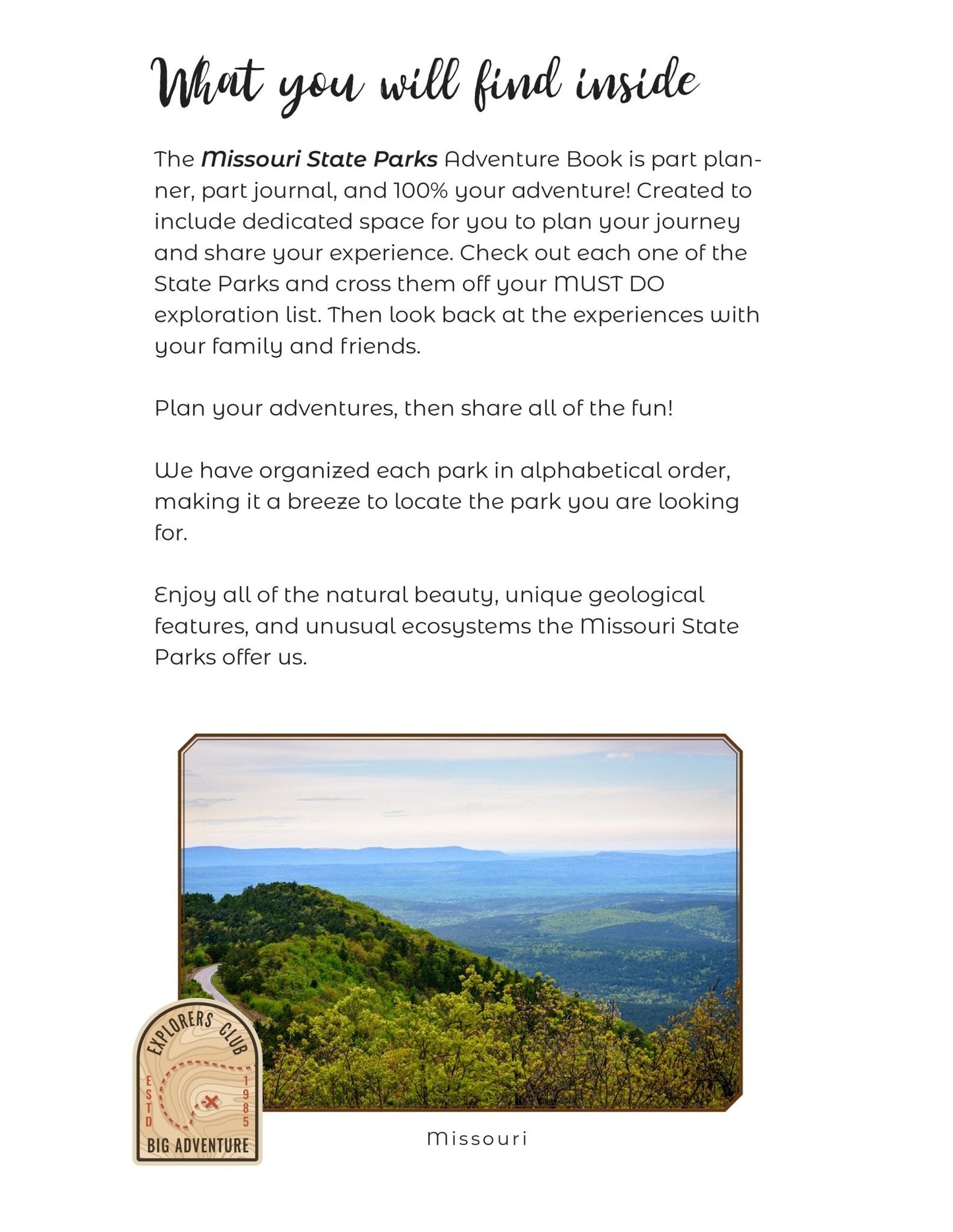 Missouri State Parks & Historic Sites - Adventure Planning Journal