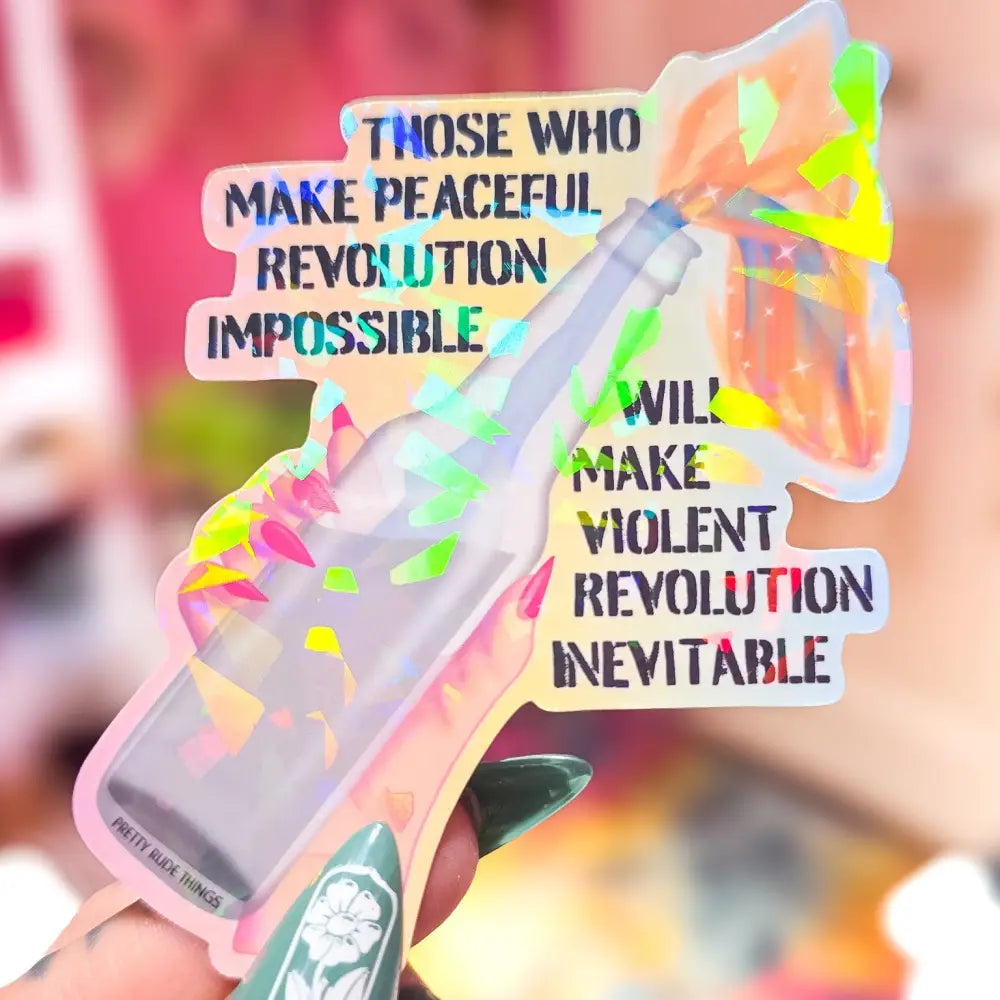 Molotov Cocktail Sticker 2.8 x 3.2 in. Pastel Rainbow / Faceted Stickers