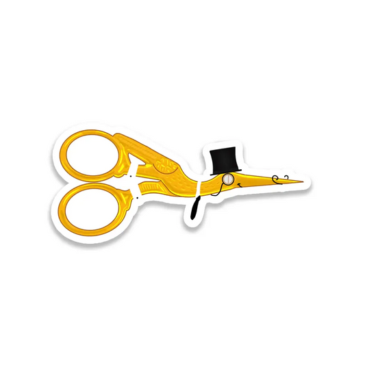 Mr Stork Embroidery Scissors Clear Sticker 4 x 1.8 Stickers