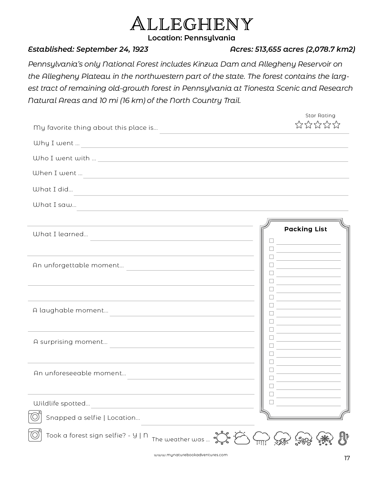 National Forests - Adventure Planning Journal