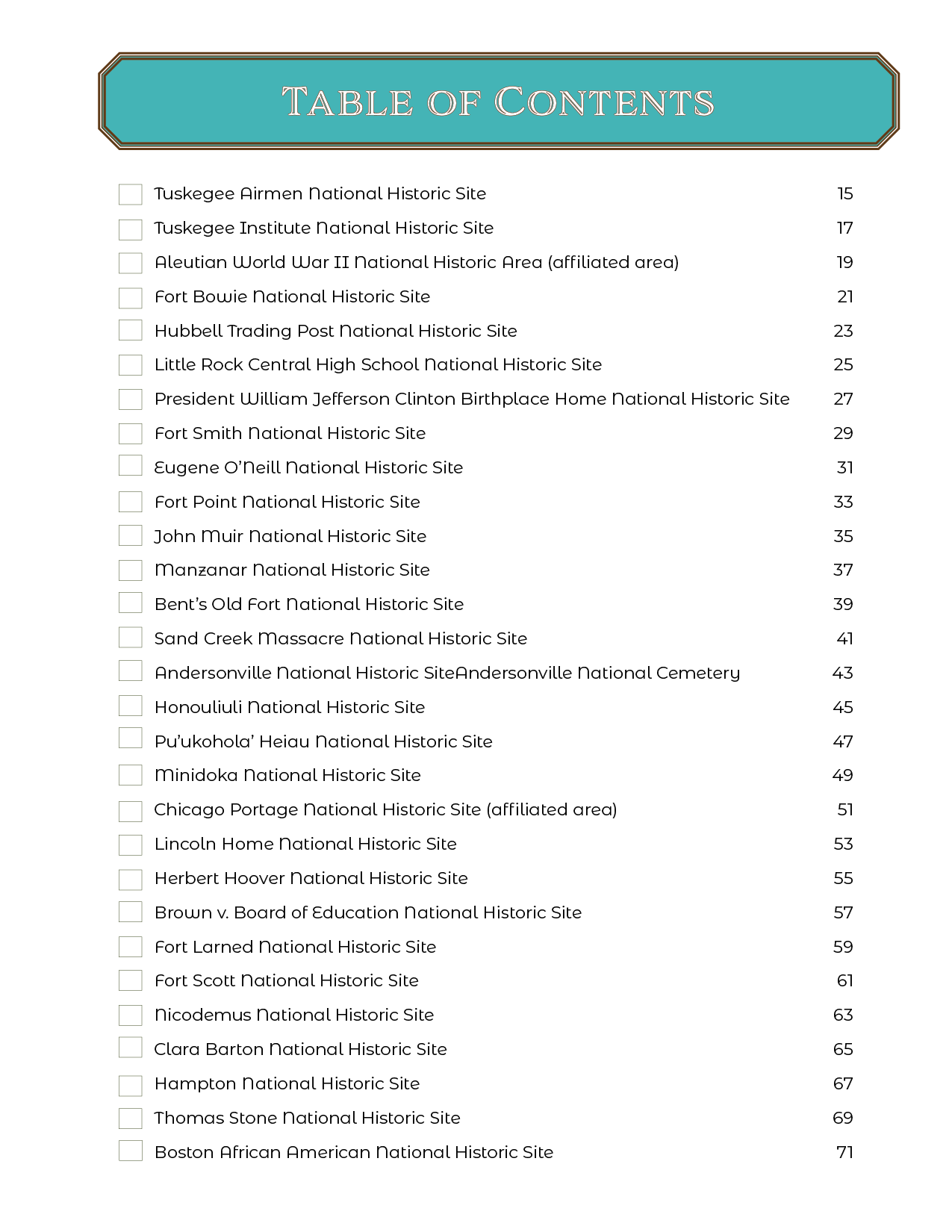 National Historic Sites - Adventure Planning Journal
