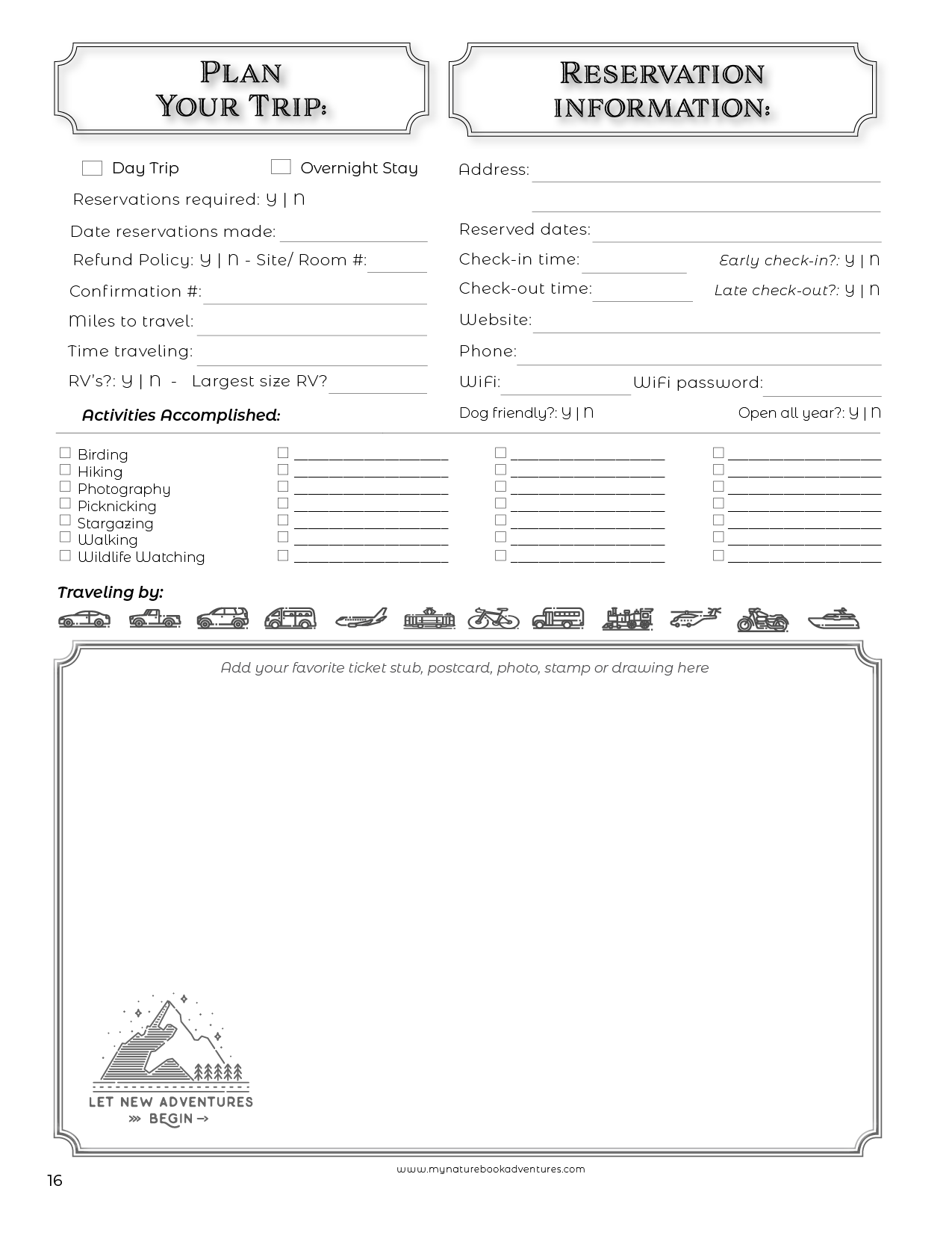 National Historic Sites - Adventure Planning Journal