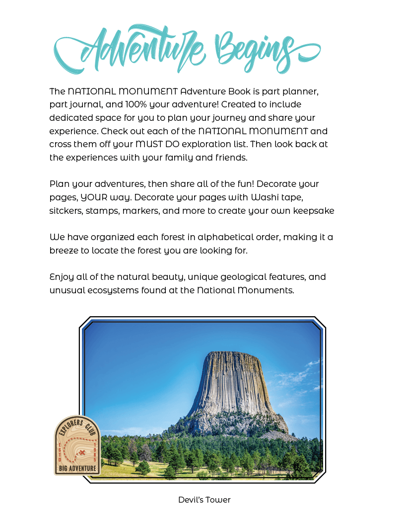 National Monuments - Adventure Planning Journal