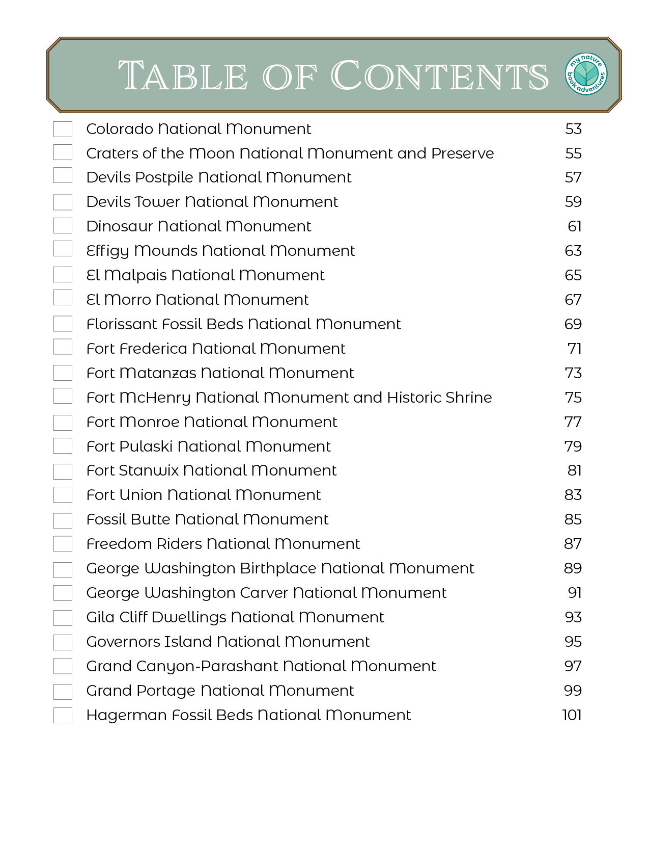 National Monuments - Adventure Planning Journal