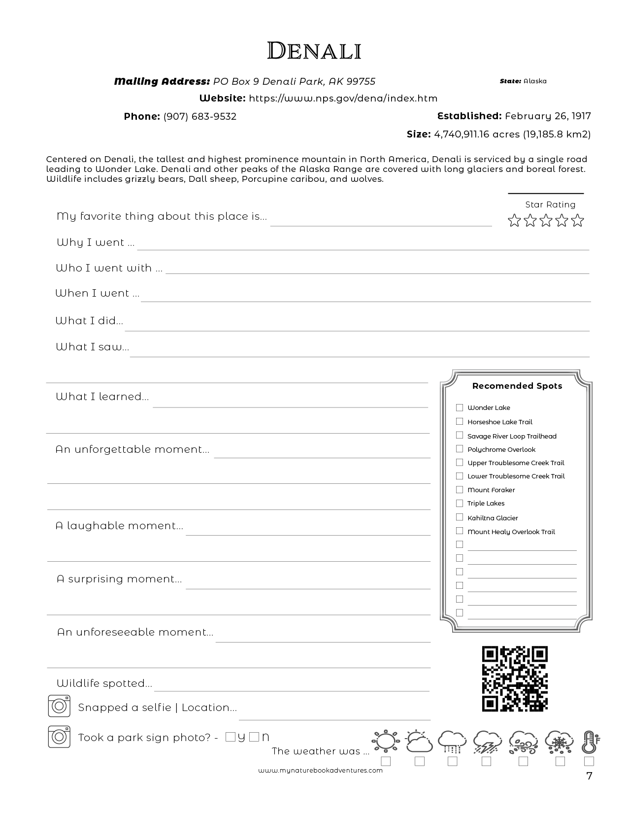 National Parks - Adventure Planning Journal