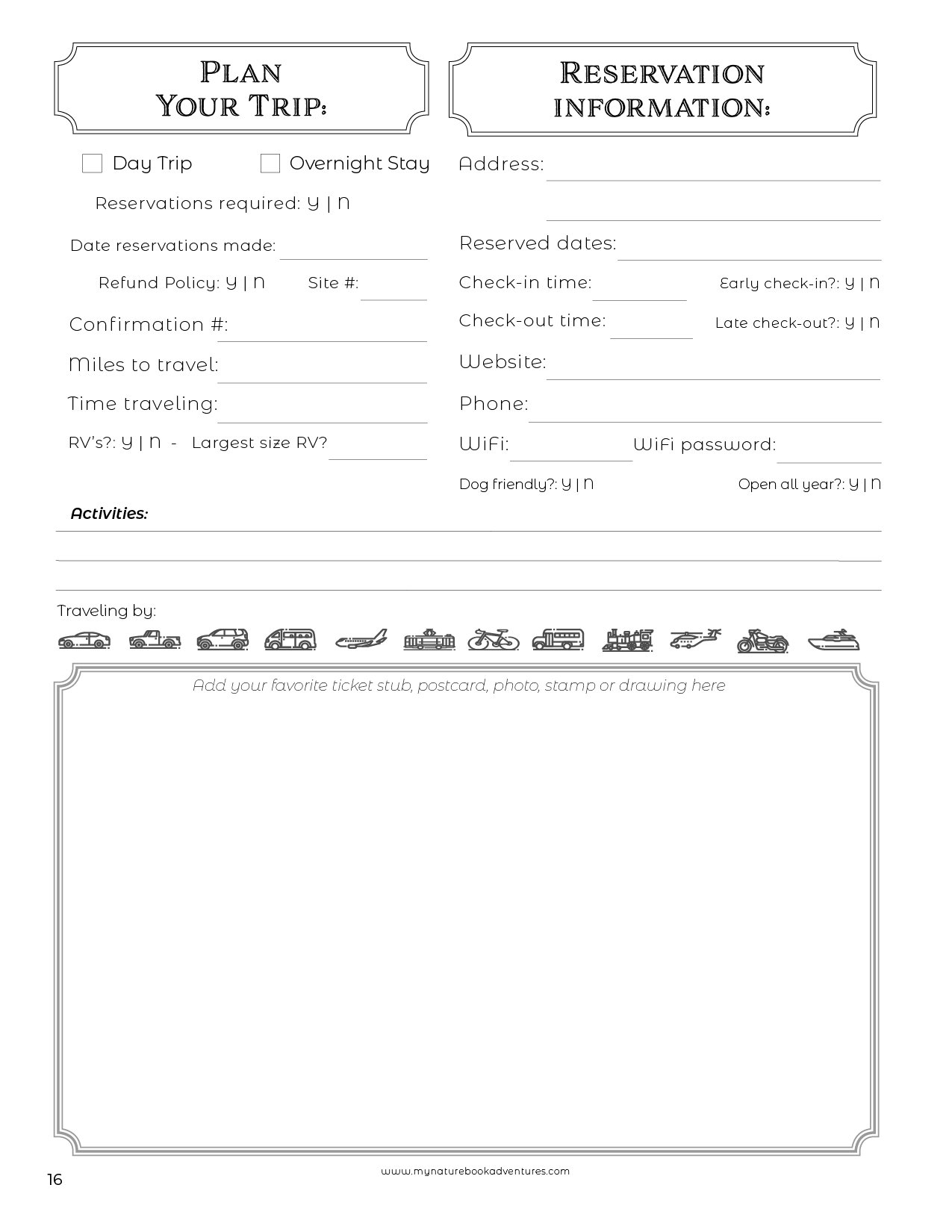 National Parks - Adventure Planning Journal