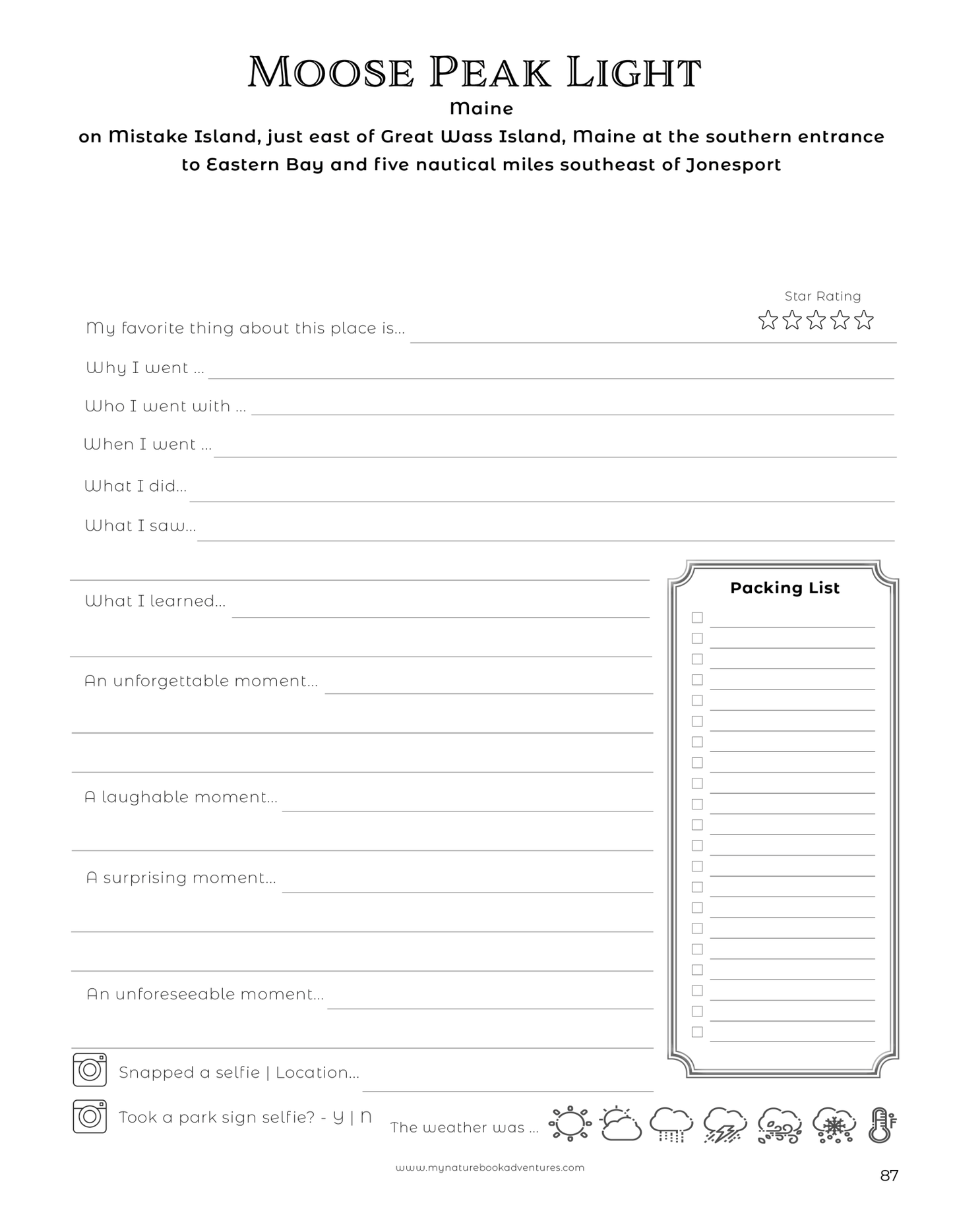 New England Lighthouses - Adventure Planning Journal