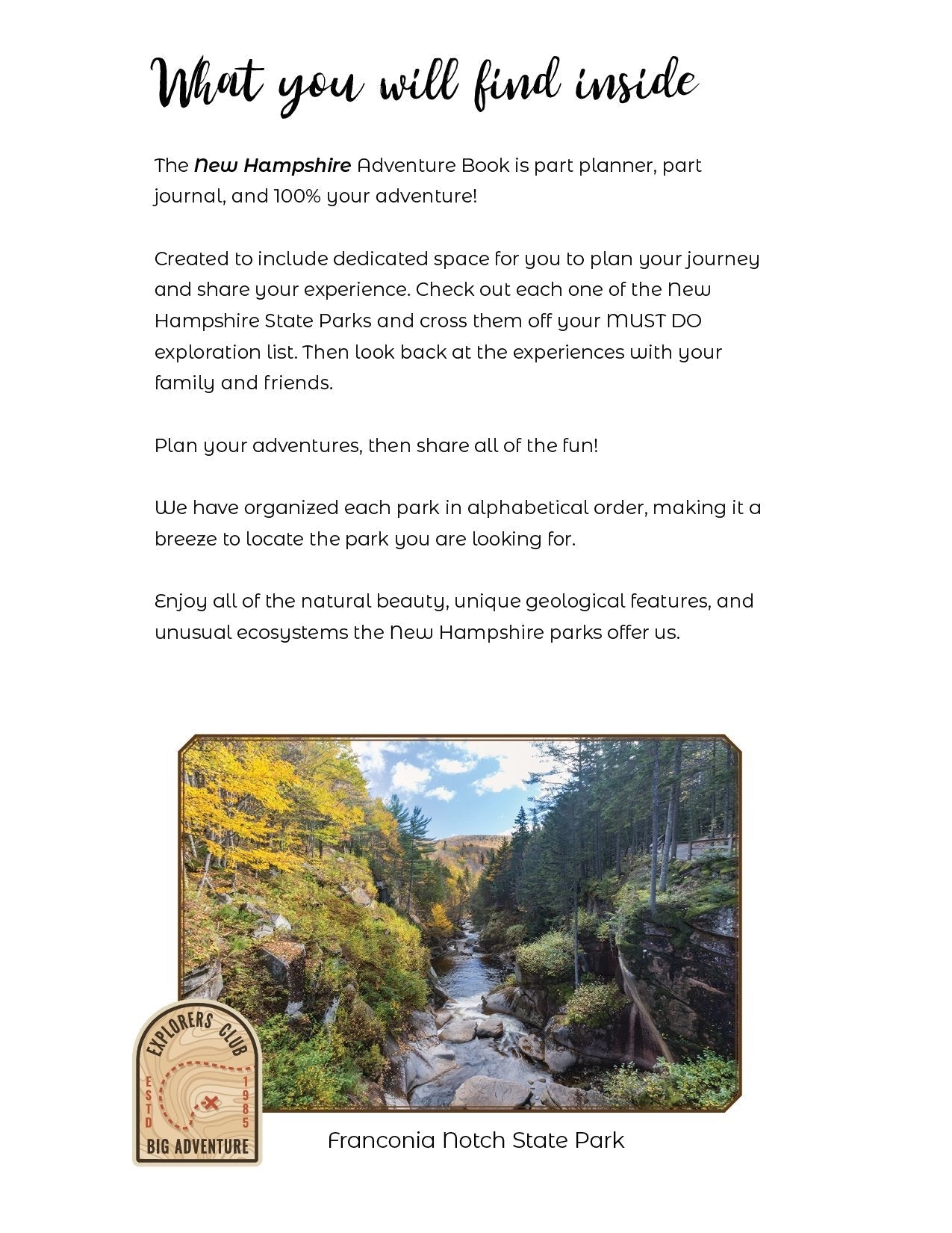 New Hampshire State Parks - Adventure Planning Journal