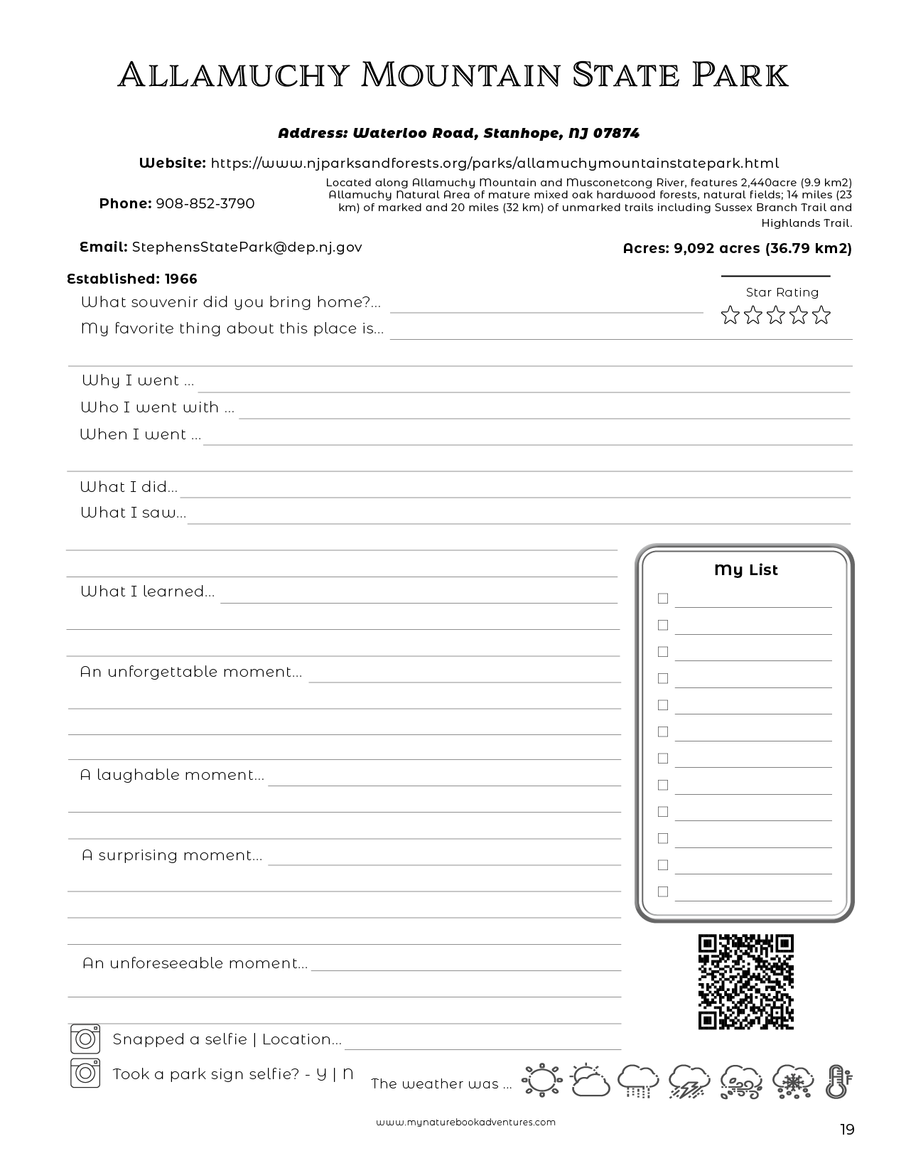 New Jersey State Parks - Adventure Planning Journal