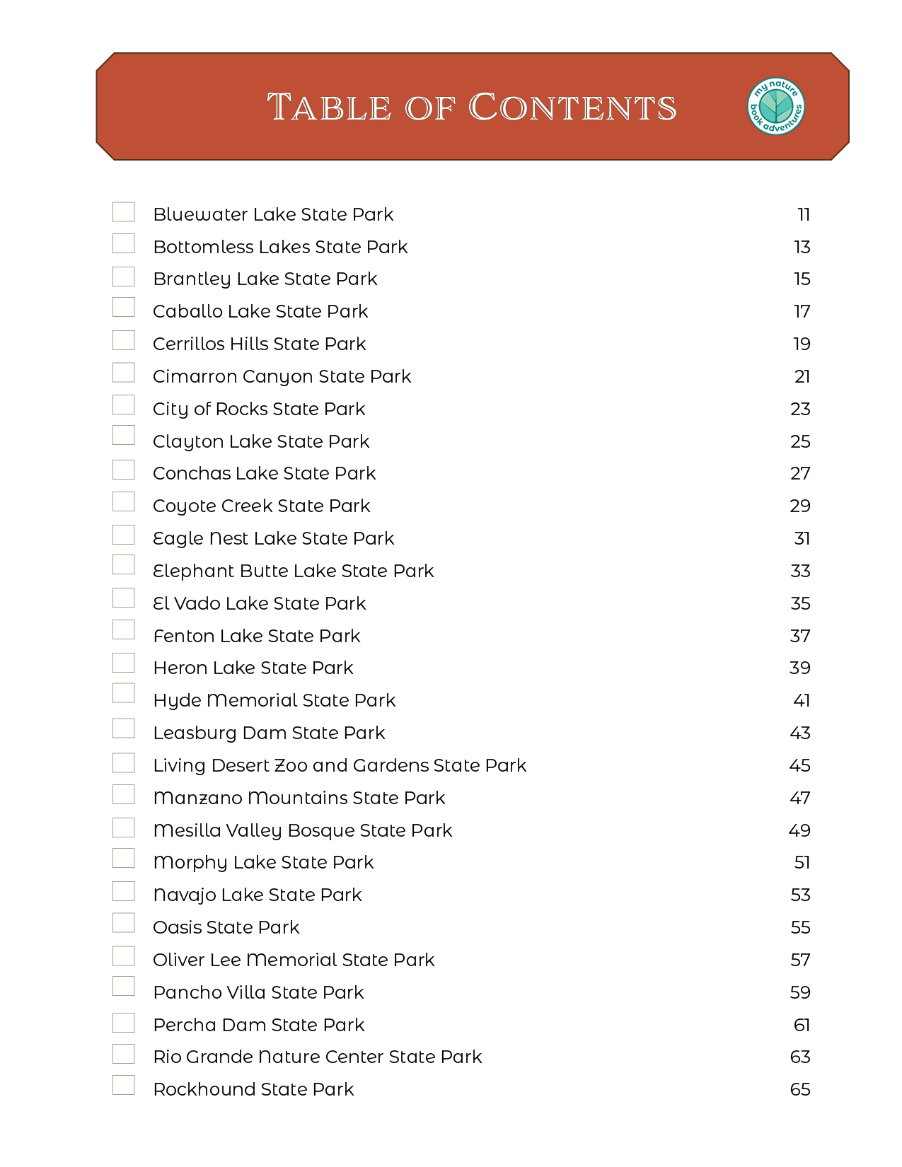 New Mexico State Parks - Adventure Planning Journal