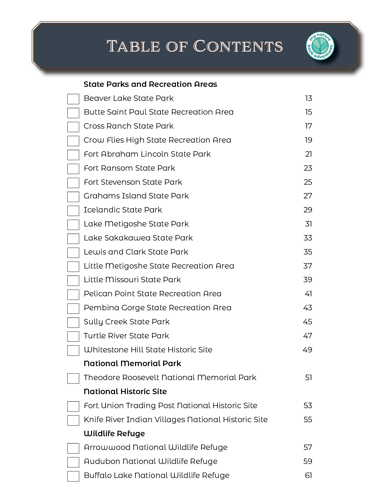 North Dakota State Parks - Adventure Planning Journal
