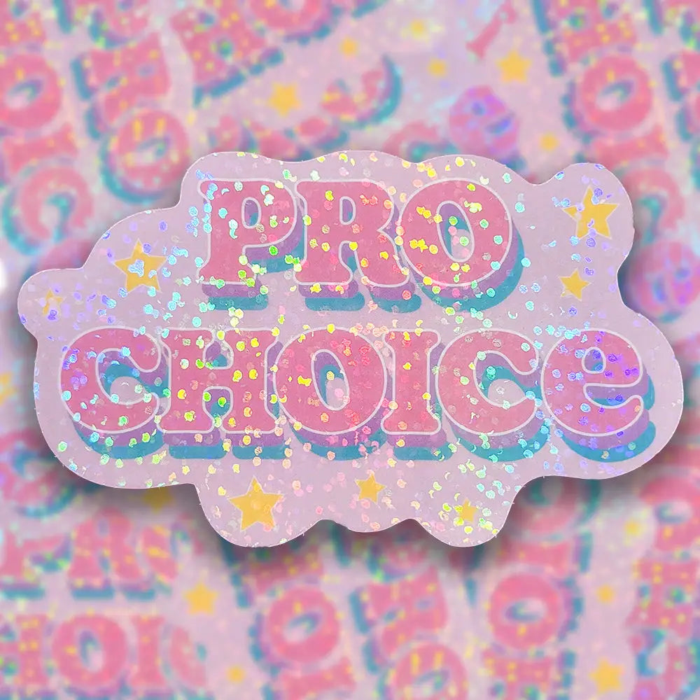 Pastel Cloud Pro Choice Holographic Sticker 3.5 x 2 in. Holographic Dots Stickers